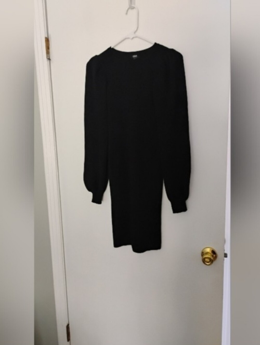 Aqua Cashmere Women's Black Balloon Sleeve Sweater Knit Dress XS